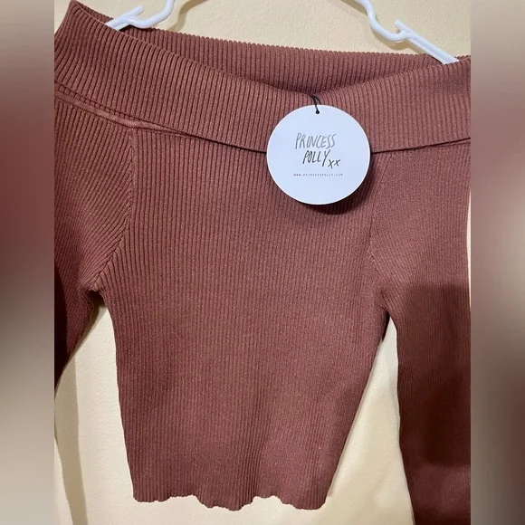 Princess Polly Brown Infinity Off The Shoulder Top NWT - Picture 4 of 12